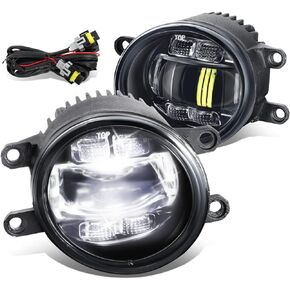 DNA MOTORING FL-ZTL-368-CH Pair of Bug-Eyed Style Projector LED Fog Lights Compatible with 10-13 4Runner / 12-20 Tacoma / 07-14 Camry / 09-13 Corolla,Clear Lens