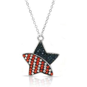 قلادة أمريكية من مجوهرات فيرونا للنساء والفتيات. قلادة باتريوت باللونين الأحمر والأبيض والأزرق.. علامة كلب، قلب، نجمة معلقة.. in Kuwait