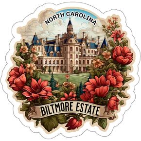 Biltmore Estate North Carolina Sticker Weatherproof Decal Vinyl Small Waterproof for Water Bottle Mug Passport Book Scrapbook Notebook Laptop Tumbler Skateboard Computer Phone Size 4" Funny Gift