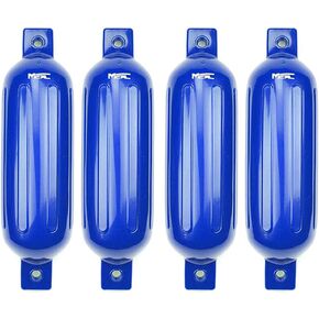 MSC Vinyl Ribbed Boat Fenders Bumpers (Blue, 4.5" x 16")