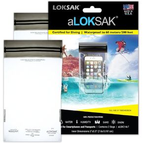 LOKSAK - aLOKSAK Waterproof Cellphone Dry Bags - Airtight Underwater Phone Pouch - Touch Screen Compatible - Diving Certified - 2 Pack- 4in x 7in Clear