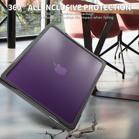حافظة Mektron مضادة للصدمات لجهاز MacBook Air 15 بوصة 2024/2023 مع شريحة M3/M2 طراز A2941/ A3114، غطاء صلب واقٍ عالي التحمل مقاس 15.3 بوصة مع مسند قابل للطي مع غطاء لوحة المفاتيح، B-Navy in Saudi Arabia