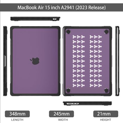 حافظة Mektron مضادة للصدمات لجهاز MacBook Air 15 بوصة 2024/2023 مع شريحة M3/M2 طراز A2941/ A3114، غطاء صلب واقٍ عالي التحمل مقاس 15.3 بوصة مع مسند قابل للطي مع غطاء لوحة المفاتيح، B-Navy in Saudi Arabia