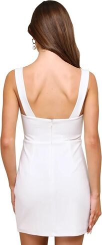 LuFeng Women's Summer Sqaure Neck Sleeveless Split Mini Dress Elegant Slim Fit Night Out Party Dress in Saudi Arabia