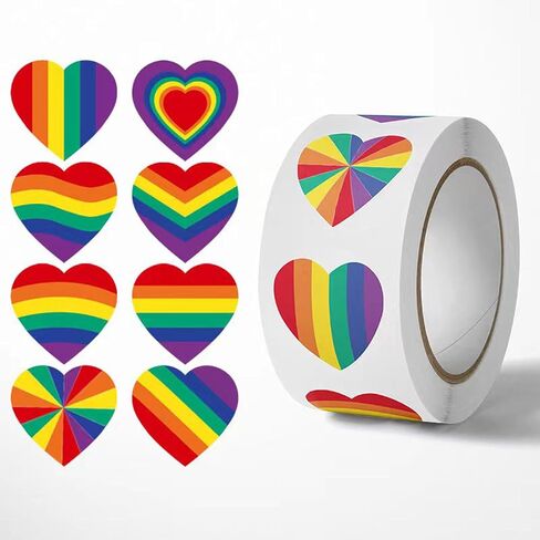 1000 PCS Heart Stickers, Envelope Stickers Seals Heart Roll, Rainbow Love Stickers Envelope Seals for Valentine's Day, Invitations, Gifts and Crafts Party Favor Decoration (1 Inch) in Saudi Arabia