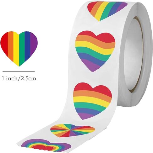 1000 PCS Heart Stickers, Envelope Stickers Seals Heart Roll, Rainbow Love Stickers Envelope Seals for Valentine's Day, Invitations, Gifts and Crafts Party Favor Decoration (1 Inch) in Saudi Arabia