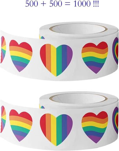 1000 PCS Heart Stickers, Envelope Stickers Seals Heart Roll, Rainbow Love Stickers Envelope Seals for Valentine's Day, Invitations, Gifts and Crafts Party Favor Decoration (1 Inch) in Saudi Arabia