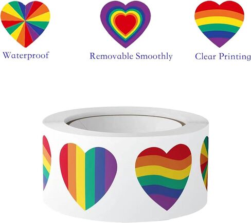 1000 PCS Heart Stickers, Envelope Stickers Seals Heart Roll, Rainbow Love Stickers Envelope Seals for Valentine's Day, Invitations, Gifts and Crafts Party Favor Decoration (1 Inch) in Saudi Arabia