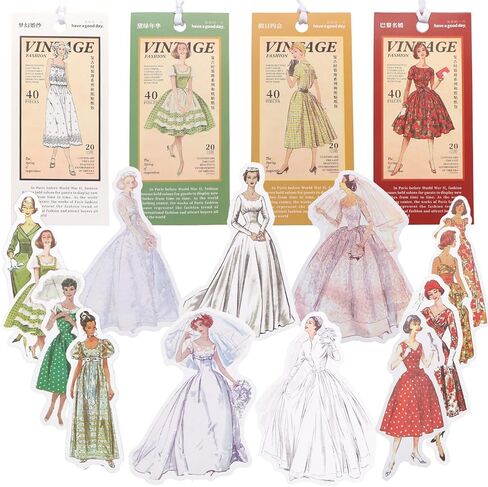 160 قطعة من ملصقات الأشخاص العتيقة، أزياء ريترو باريس للسيدات والفتيات والنساء الجمالية لمستلزمات سجل القصاصات، مجموعة مجلة من الفينيل رصاصة غير المرغوب فيها ألبوم مخططات مذكرات يدوية لتزيين الحرف اليدوية in Kuwait