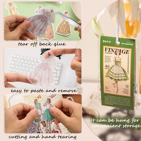 160 قطعة من ملصقات الأشخاص العتيقة، أزياء ريترو باريس للسيدات والفتيات والنساء الجمالية لمستلزمات سجل القصاصات، مجموعة مجلة من الفينيل رصاصة غير المرغوب فيها ألبوم مخططات مذكرات يدوية لتزيين الحرف اليدوية in Kuwait