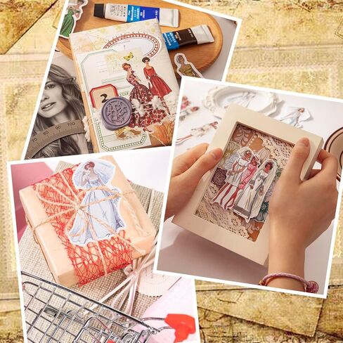 160 قطعة من ملصقات الأشخاص العتيقة، أزياء ريترو باريس للسيدات والفتيات والنساء الجمالية لمستلزمات سجل القصاصات، مجموعة مجلة من الفينيل رصاصة غير المرغوب فيها ألبوم مخططات مذكرات يدوية لتزيين الحرف اليدوية in Kuwait
