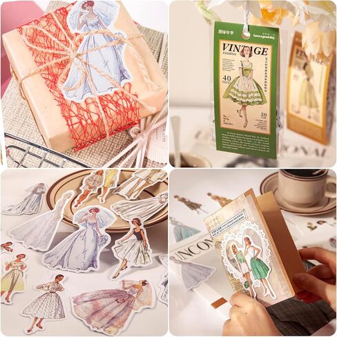 160 قطعة من ملصقات الأشخاص العتيقة، أزياء ريترو باريس للسيدات والفتيات والنساء الجمالية لمستلزمات سجل القصاصات، مجموعة مجلة من الفينيل رصاصة غير المرغوب فيها ألبوم مخططات مذكرات يدوية لتزيين الحرف اليدوية in Kuwait