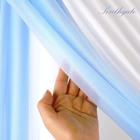 مجموعة زهور قوس الزفاف الاصطناعية من SOUTHGATE - زهور صناعية للديكور - قطعتان من زهور الزهور البيضاء الزرقاء - وقطعتان من مفارش المائدة المصنوعة من الشيفون شبه الشفاف لتزيين حفلات الزفاف والزهور in Kuwait