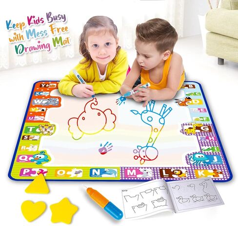 سجادة رسومات الشعار المبتكرة المائية من YEEBAY، ألعاب تعليمية للفتيات/الأولاد بعمر 3,4 سنوات - سجادة أنشطة كتابة رسومات الشعار المبتكرة خالية من الفوضى - هدايا مثالية للأطفال بعمر 3 سنوات فما فوق، والأطفال in Kuwait
