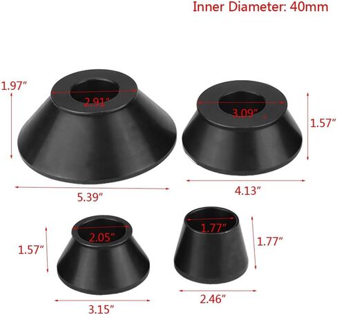 Ejoyous Wheel Balancer Cone 1.77" to 5.39" Size Fit for 40mm Shaft, 4pcs Universal Wheel Balancer Carbon Steel Cone Standard Taper Cone Set Tire Repairing Tool in Saudi Arabia