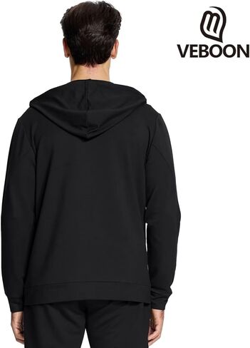 سترة VEBOON بغطاء للرأس للرجال من Athleisure سترة خريف سادة ناعمة بأكمام طويلة مع جيب in Kuwait