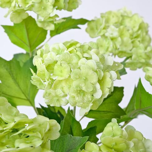 Boho Flowers Light Pink & Green Faux Flowers for Decoration,4Pcs Real Touch Artificial Snowball Viburnum,Long Stem Latex Lifelike Floral for Spring Bouquet Home Wedding Table Centerpiece in Saudi Arabia