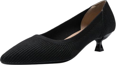 YEOJOU Heels for Women Knit Pointed Toe Women Pump Shoes Low Heel Comfort Womens Dress Shoes Work Office Size 7 - Size 10 in Saudi Arabia