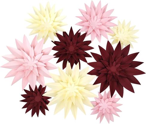 Mybbshower 3D Paper Flower for Wall Pack of 9 (Lilac & Pink) in Saudi Arabia