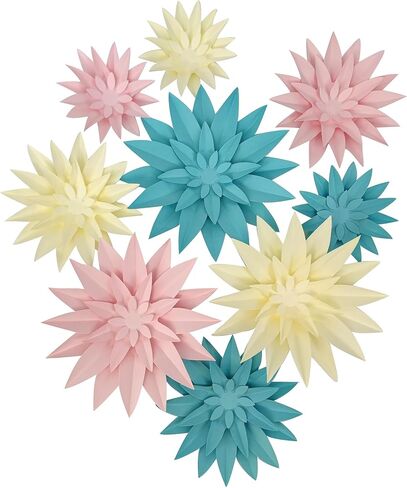 Mybbshower 3D Paper Flower for Wall Pack of 9 (Lilac & Pink) in Saudi Arabia