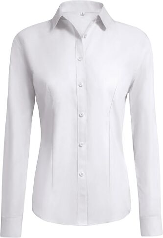 CUNLIN Womens Cotton Button Down Shirts for Women Fitted Long Sleeve Formal Dress Shirt Work Blouses Tops in Kuwait