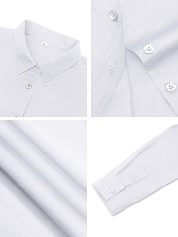 CUNLIN Womens Cotton Button Down Shirts for Women Fitted Long Sleeve Formal Dress Shirt Work Blouses Tops in Kuwait