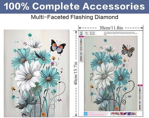 Xylogist Flower Diamond Art Painting Kits for Adults - Daisy Full Drill gem Art Paintings for Beginners, Round 5D Paint with Diamonds Pictures Gem Art Painting Kits DIY Adult Crafts Kits 12x16inch in Saudi Arabia