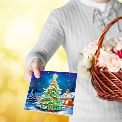 8pcs Christmas Cards DIY 5D Diamond Painting Card Number Dot Kits for Kids & Adults, Santa Claus Gnome Candle Greeting Cards with Envelopes & Tools Included Greeting Stickers Gift (Snowman) in Kuwait