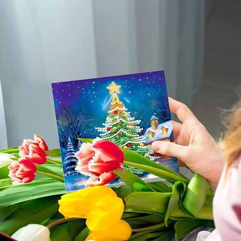 8pcs Christmas Cards DIY 5D Diamond Painting Card Number Dot Kits for Kids & Adults, Santa Claus Gnome Candle Greeting Cards with Envelopes & Tools Included Greeting Stickers Gift (Snowman) in Kuwait