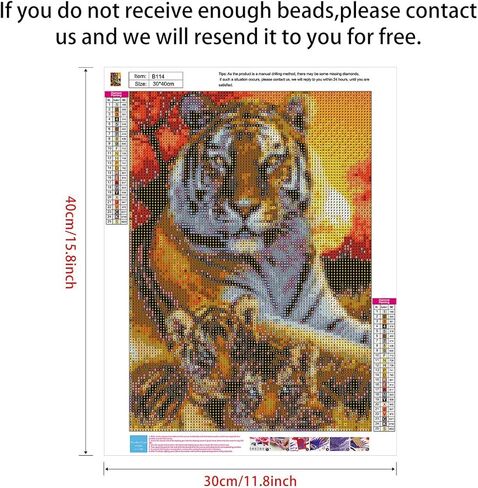 مجموعة طلاء ألماس حفر كامل 5D، مجموعات طلاء حجر الراين الماسية UNIME DIY للكبار والأطفال حرفة فنون الماس للطيور، 12 × 16 بوصة (مجموعة طلاء ألماس النمر) in Kuwait