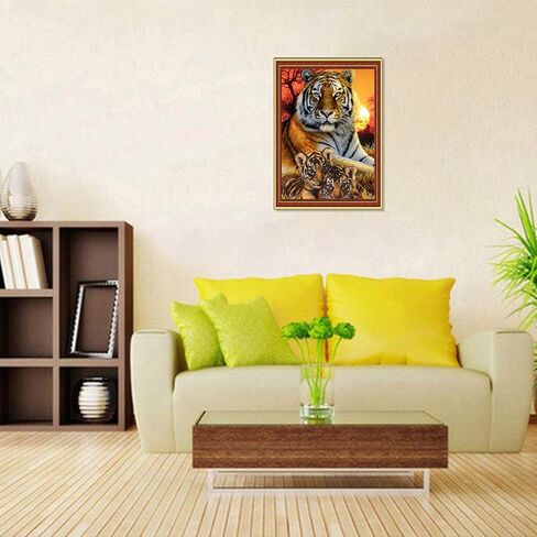 مجموعة طلاء ألماس حفر كامل 5D، مجموعات طلاء حجر الراين الماسية UNIME DIY للكبار والأطفال حرفة فنون الماس للطيور، 12 × 16 بوصة (مجموعة طلاء ألماس النمر) in Kuwait