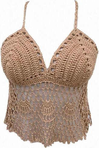 Black Bikini Halter Top Handmade Crochet Crop Top in Kuwait