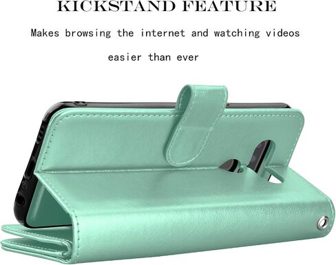 NJJEX Compatible with LG K51 Case/LG Q51/ LG Reflect/LG K51 Wallet Case, [9 Card Slots] PU Leather ID Credit Card Holder Folio Flip [Detachable] Kickstand Magnetic Phone Cover & Lanyard [Turquoise] in Saudi Arabia