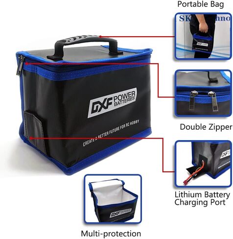 DXF Lipo Safe Bag Fireproof Explosionproof Bag Large Capacity Lipo Battery Storage Guard Safe Pouch for Charge & Storage(2 PCS) in Saudi Arabia