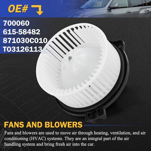 مجموعة محرك منفاخ سخان HVAC 700060 مع قفص مروحة لسيارة Toyota Tundra Pickup 2000-2006 يستبدل #615-58482، 871030C010، TO3126113 in Saudi Arabia