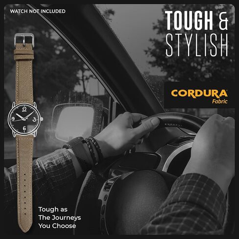 STUNNING SELECTION Alpine CORDURA fabric top and water resistant leather lining watch strap with Quick Release Spring Bars - Black, Olive, Grey, Khakhi, Blue, Red, Orange - 14, 16, 18, 20, 22 mm in Saudi Arabia
