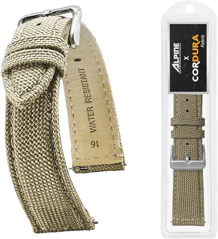 STUNNING SELECTION Alpine CORDURA fabric top and water resistant leather lining watch strap with Quick Release Spring Bars - Black, Olive, Grey, Khakhi, Blue, Red, Orange - 14, 16, 18, 20, 22 mm in Saudi Arabia
