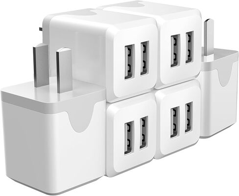 USB A Wall Charger, Charger Adapter, 6-Pack Dual Port Quick Charger Plug Cube for Phone 13 12 11 Pro Max SE XS XR X 8 7 6 6S Plu, Android Fast Charging Brick in Kuwait