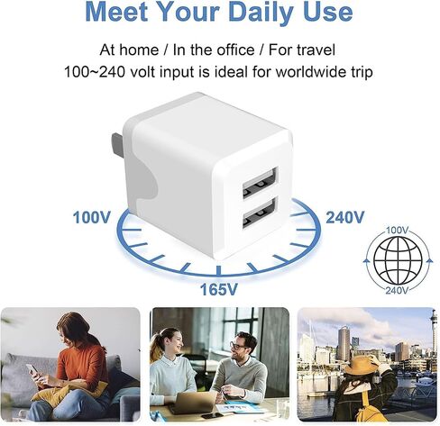 USB A Wall Charger, Charger Adapter, 6-Pack Dual Port Quick Charger Plug Cube for Phone 13 12 11 Pro Max SE XS XR X 8 7 6 6S Plu, Android Fast Charging Brick in Kuwait