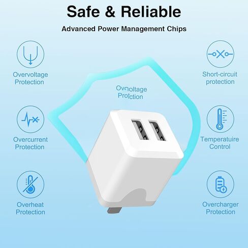 USB A Wall Charger, Charger Adapter, 6-Pack Dual Port Quick Charger Plug Cube for Phone 13 12 11 Pro Max SE XS XR X 8 7 6 6S Plu, Android Fast Charging Brick in Kuwait