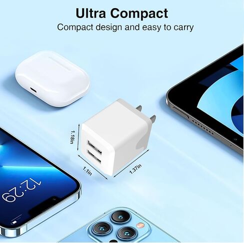 USB A Wall Charger, Charger Adapter, 6-Pack Dual Port Quick Charger Plug Cube for Phone 13 12 11 Pro Max SE XS XR X 8 7 6 6S Plu, Android Fast Charging Brick in Kuwait