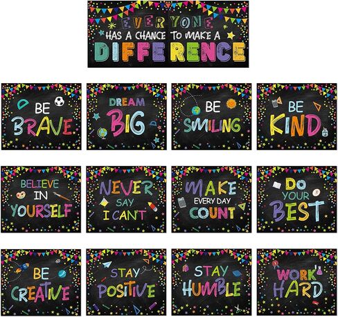 14 Pieces Classroom Decoration Inspirational Classroom Poster Growth Mindset Posters Motivational Bulletin Board Wall Decor Positive Sayings Posters for Kindergarten Pre-School Primary High School in Saudi Arabia