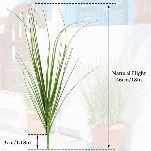 6Pcs Fake Grass Decor Artificial Greenery for Outdoors Plastic Artificial Grass Plant Fake Tall Grass Uv Resistant Artificial Outdoor Plants Fake Greenery for Planters Wedding Garden Front Porch in Saudi Arabia