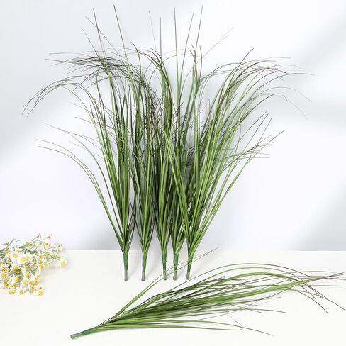 6Pcs Fake Grass Decor Artificial Greenery for Outdoors Plastic Artificial Grass Plant Fake Tall Grass Uv Resistant Artificial Outdoor Plants Fake Greenery for Planters Wedding Garden Front Porch in Saudi Arabia