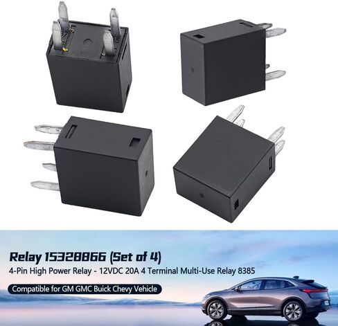 4Pcs 12088567 Relay 12VDC 20A Compatible with Buick Cadillac Chevrolet GMC Pontiac 4 Terminal MultiPurpose Relay Replace 15-8707 RY601 1R1056 36008 22867702 in Kuwait