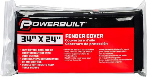Powerbuilt 24 "x 34" غطاء واقي من الفينيل الفاخر باللون الأسود، بساط حماية لإصلاح السيارة والميكانيكي تحت غطاء المحرك - 640083 in Saudi Arabia