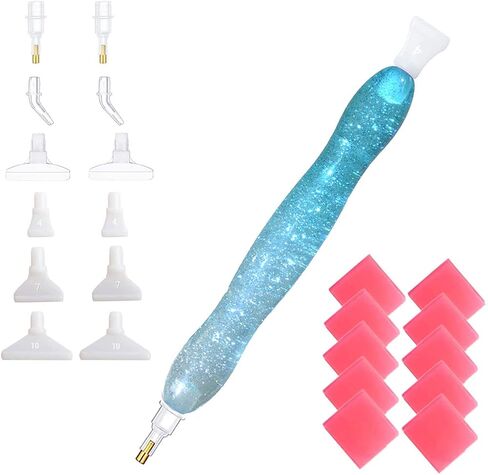 Resin Diamond Dotting Art Drill Pen Kit - 5D Handmade Arts with 14pcs Tips and 10 Waxes (Pink) in Saudi Arabia