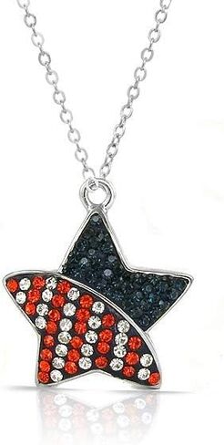 قلادة أمريكية من مجوهرات فيرونا للنساء والفتيات. قلادة باتريوت باللونين الأحمر والأبيض والأزرق.. علامة كلب، قلب، نجمة معلقة.. in Kuwait