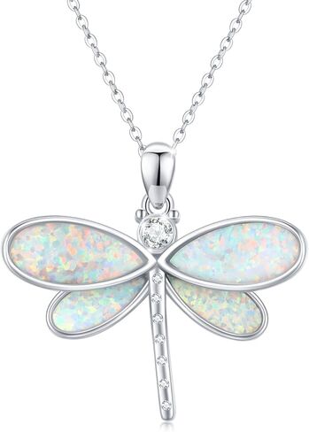 CUOKA MIRACLE Dragonfly Necklaces 925 Sterling Silver Dragonfly Jewelry Pendant Necklaces Opal Abalone Shell Dragonfly Jewelry Dragonfly Gifts for Women Girls Nature Lover in Kuwait