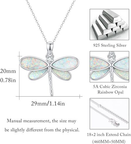 CUOKA MIRACLE Dragonfly Necklaces 925 Sterling Silver Dragonfly Jewelry Pendant Necklaces Opal Abalone Shell Dragonfly Jewelry Dragonfly Gifts for Women Girls Nature Lover in Kuwait